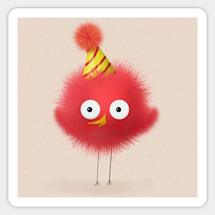 Red Happy Birthday Bird Sticker